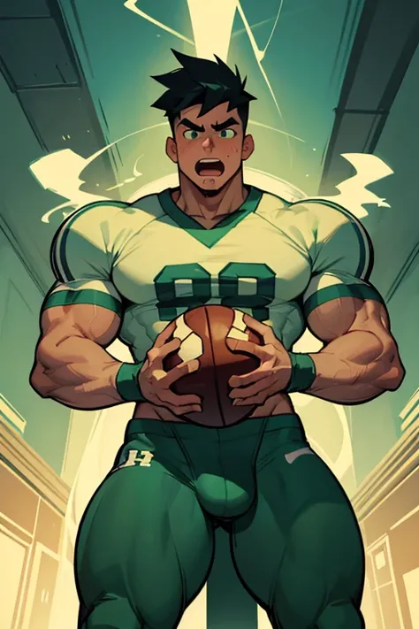 Danny Phantom, ghost, hypnosis, jock, conversion, high school hallway, hyper muscles, jockstrap, bro, meathead, hypnotized, brainwashed, brainwashing, big dumb jock, football. Danny Fenton is hypnotized by Dash to become another dumb football jock bro givi...