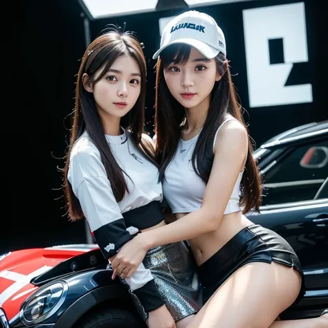 Racing Kart、mini skirt、circuit、(Highest quality)、((Very detailed))、4K、(8K)、masterpiece、Very detailedな、Highest quality、Super Resolution、1 person、Kind Face、Soft Light、RAW quality、Soft Skin、163cm、30 years old、Thighs、Calf