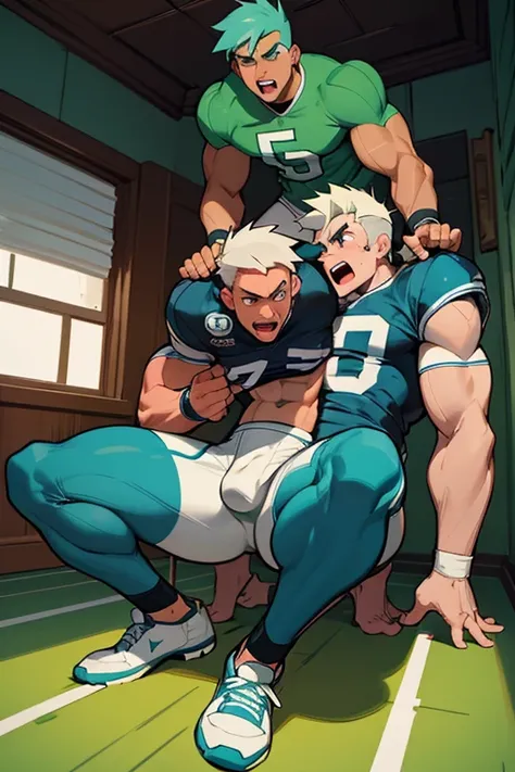 Danny Phantom, ghost, hypnosis, jock, conversion, high school hallway, hyper muscles, jockstrap, bro, meathead, hypnotized, brainwashed, brainwashing, big dumb jock, football. Danny Fenton and Tucker are hypnotized by Dash to become dumb football jock bros...