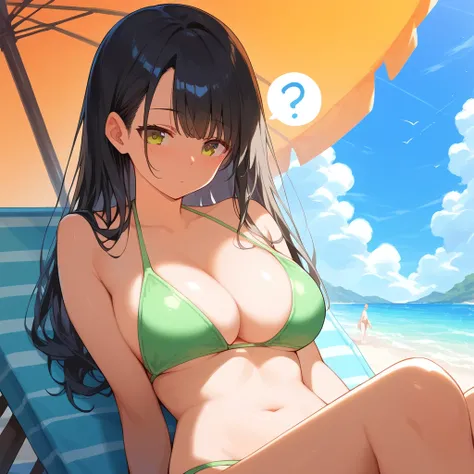 (score_9,score_8_up,score_7_up,score_6_up),masterpiece,best quality, source anime, rating_explicit, (((masterpiece))), (((best quality))), ((ultra-detailed)), ((illustration)), (1girl), (beautiful Japanese woman), (long black hair), (brown eyes), (beach ba...