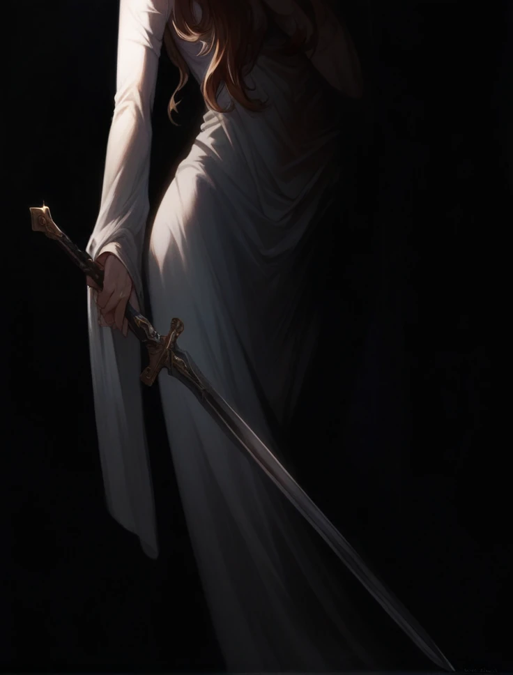 female beauty, beautiful dress, shiny sword, beautiful and soft skin, HD quality, 4K quality, digital art.