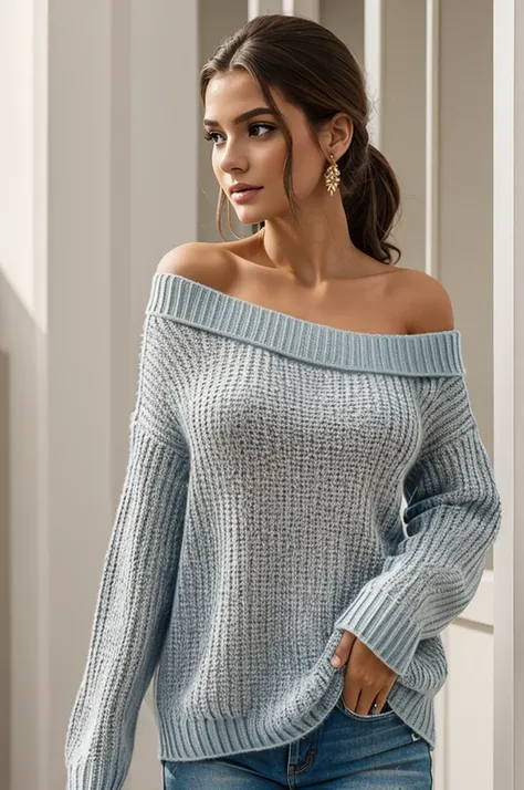 ((Best Quality)), ((Masterpiece)), (detailed), 1 girl, off shoulder sweater, 