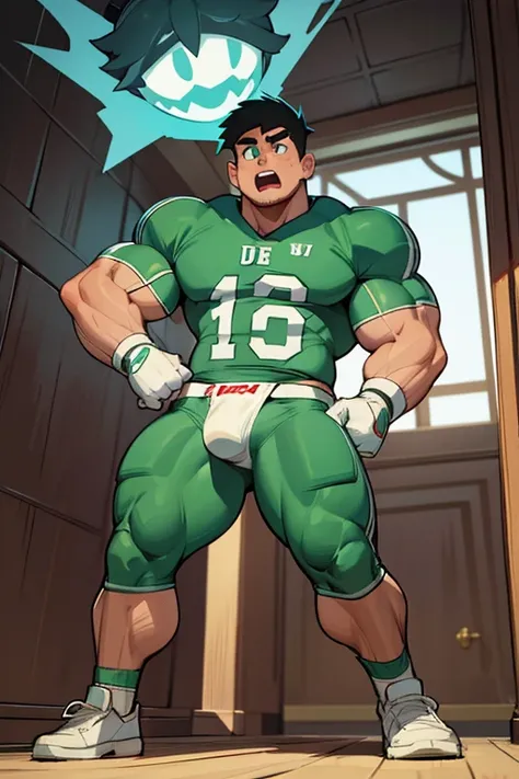 Danny Phantom, ghost, hypnosis, jock, conversion, high school hallway, hyper muscles, jockstrap, bro, meathead, hypnotized, brainwashed, brainwashing, big dumb jock, football. Danny Fenton is hypnotized by Dash to become another dumb football jock bro givi...