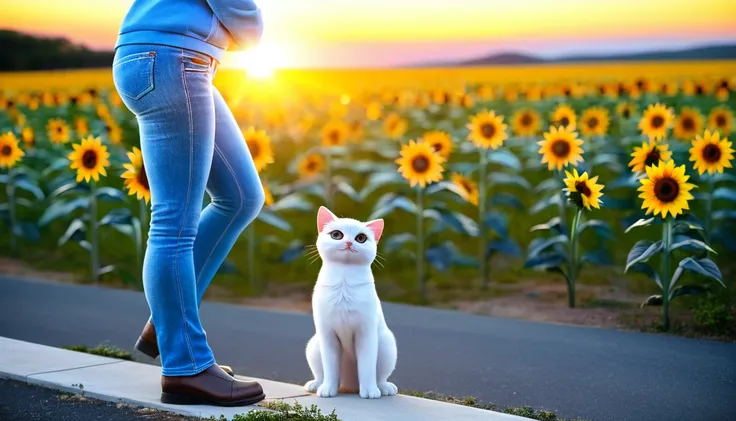 (Masterpiece: 1.4), professional photography, cute white kitten, standing on two legs
BRAKE
Light blue hoodie
BRAKE
Denim jeans
BRAKE
Black-rimmed glasses
BRAKE
Sunflower field as background
BRAKE
Full body shot, (Cinematic Light: 1.3), shot with Lumix GH5...