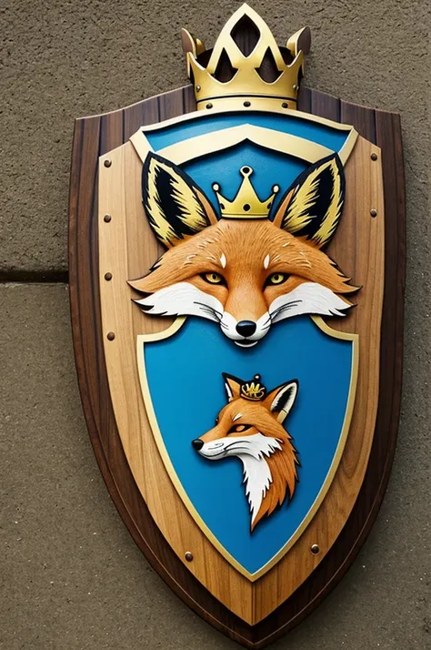 Make me a soccer shield that has a fox and a crown 