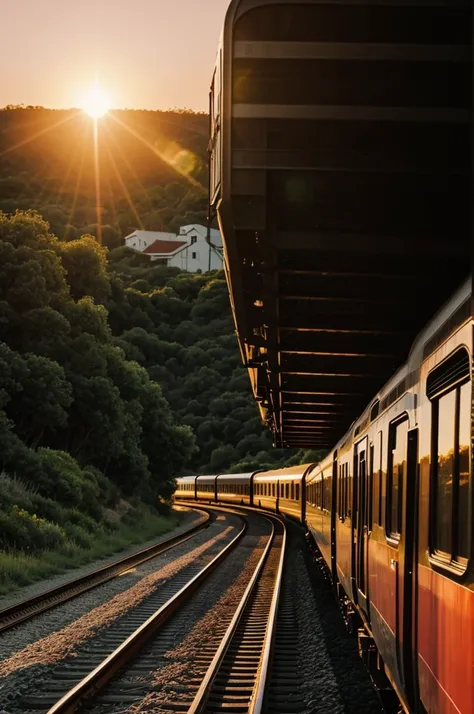 Train at sunset