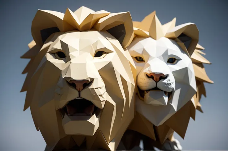 白色背景下的Lion head特写, Lion head, Polygonal Art, 2d full body lion, half lion, Low Poly digital art, Low Poly, Low Poly, lion face, third Lion head, Low Poly效果, Low Poly图形, Low Poly插图, Low Poly艺术