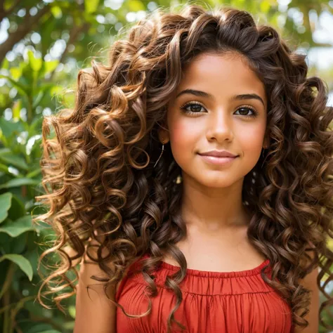 puerto rican girl with hair the looks like ringlet-shaped, voluminous, springy curls