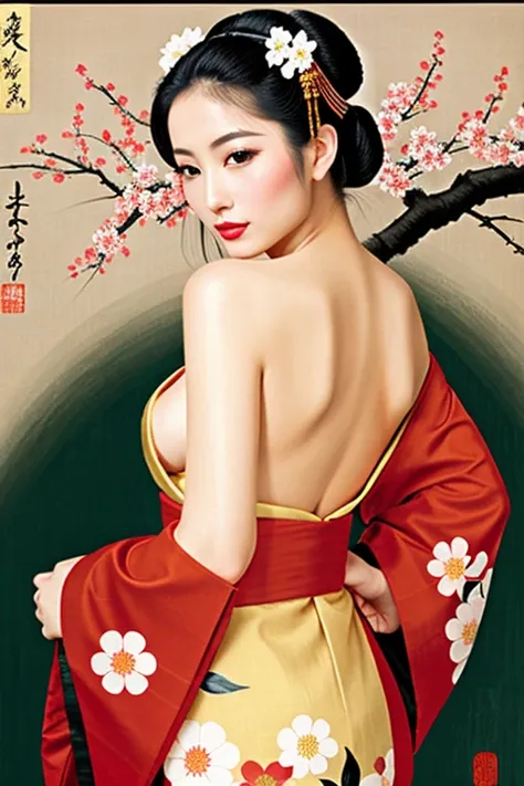 Geisha Sensual Sexy Beautiful Japanese Flowers Japanese Painting
