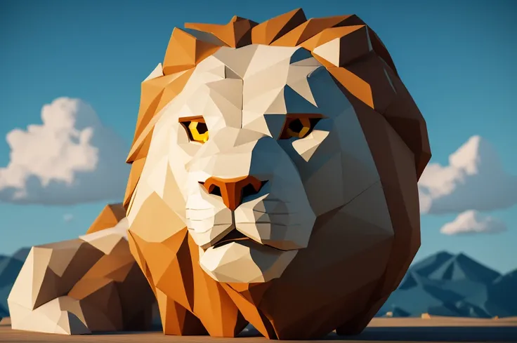 白色背景下的Lion head特写, Lion head, Polygonal Art, 2d full body lion, half lion, Low Poly digital art, Low Poly, Low Poly, lion face, third Lion head, Low Poly效果, Low Poly图形, Low Poly插图, Low Poly艺术