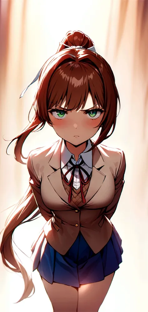 angry monika
masterpiece, top quality, high resolution, highly detailed, detailed background, cinematic lighting, one woman, loo...