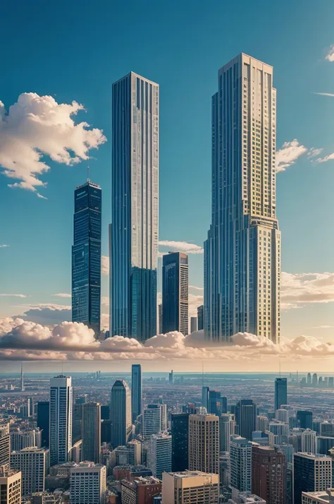 A beautiful tones opening scene from a clouds to showing City views and buildings