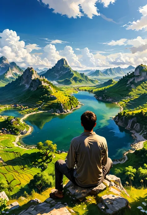 A man sitting enjoying the landscape