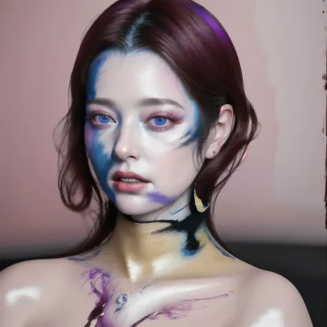 Android Beauty, Powerful paintings inspired by Francis Bacon, Ultra-realistic surrealism, Hyperrealism, fear, art, hyper real painting, Realistic illustration painting, カラフルなHyperrealism, Hyper-realistic digital art