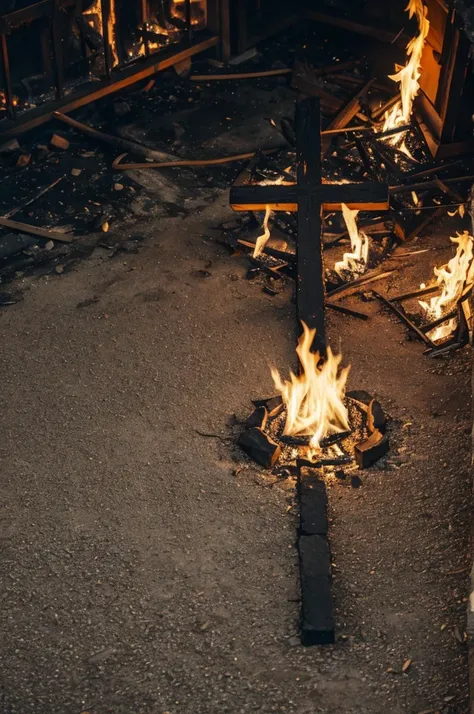 Fire in the shape of a cross