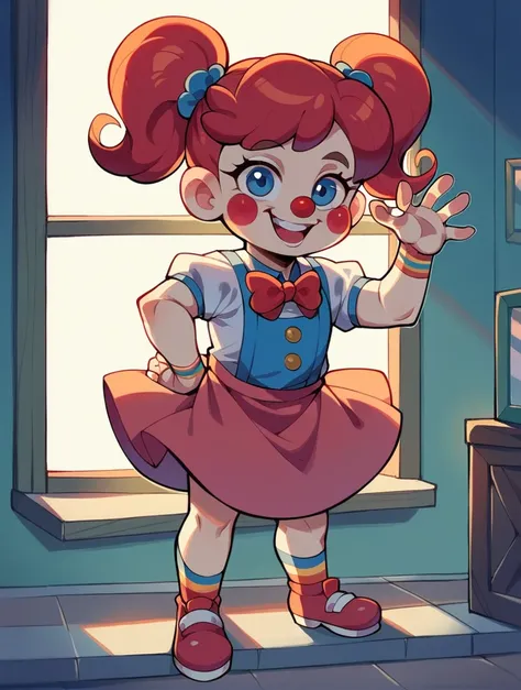 Draw me Circus Baby from Freddy Fazbear made entirely of iron and smashing a window using his foot