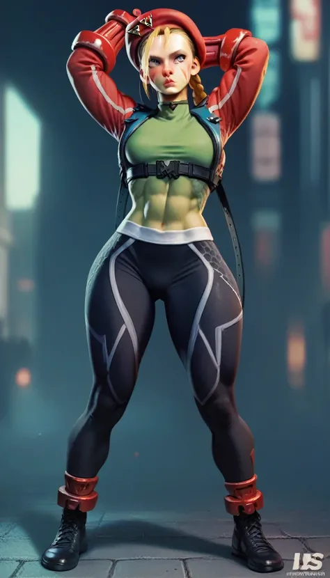 Cammy (sf6) big tits black leggings full body front