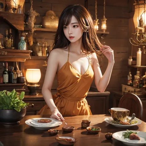 Tabletop、Masterpiece、Highest quality、Highest quality、figure、 Ultra-detailed、High resolution、16K Wallpaper、Perfect dynamic composition,、Beautiful attention to detail、Women&#39;s Fashion Summer、Medium Hair、(Beautiful big breasts:1.3)、Natural color lip、Bold s...