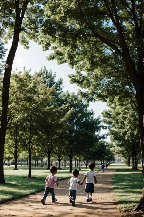 Two children playing in the park