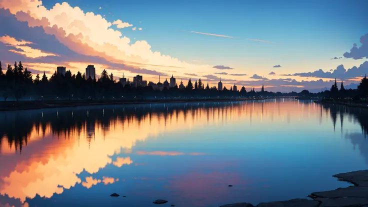 River and blue sky background,