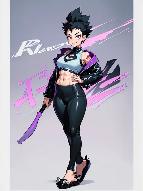 (((my hero academia style))), (((bibi))), (((brawl stars))), (((1girl))), (((female))), (((punk girl))), (((punk))), (((wide hip...