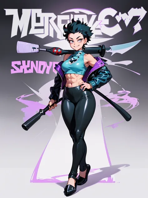 (((my hero academia style))), (((bibi))), (((brawl stars))), (((1girl))), (((female))), (((punk girl))), (((punk))), (((wide hip...