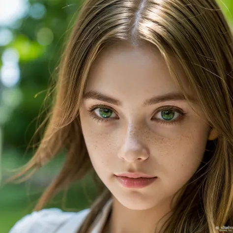 Photorealistic prompt for Leonardo
Face:
 * Ultra-realistic photo of a 20-year-old woman
 * Visible skin texture, with fine pores and subtle freckles
 * Blonde hair with red highlights capturing natural light
 * Bright and intelligent gaze, with emerald gr...