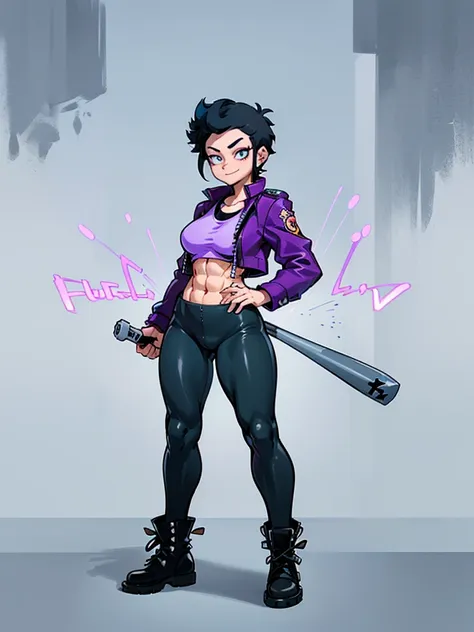 (((my hero academia style))), (((bibi))), (((brawl stars))), (((1girl))), (((female))), (((punk girl))), (((punk))), (((wide hip...