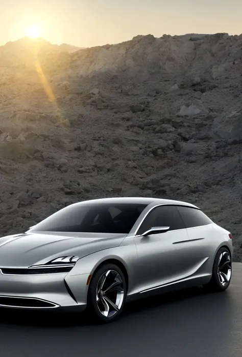 a 4-door coupe car, futuristic and dynamic style, with simple background