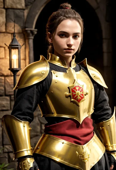 Create armor for knights of the royal guard with gold and red colors