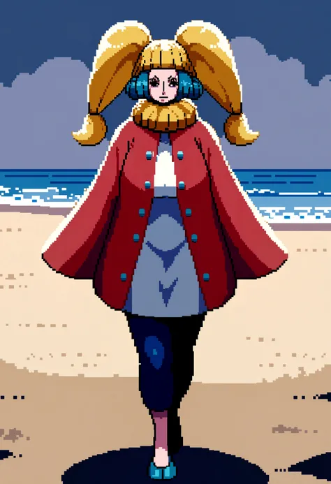 Luffi from one Piece in 2 dimension pixelart and with walking movements