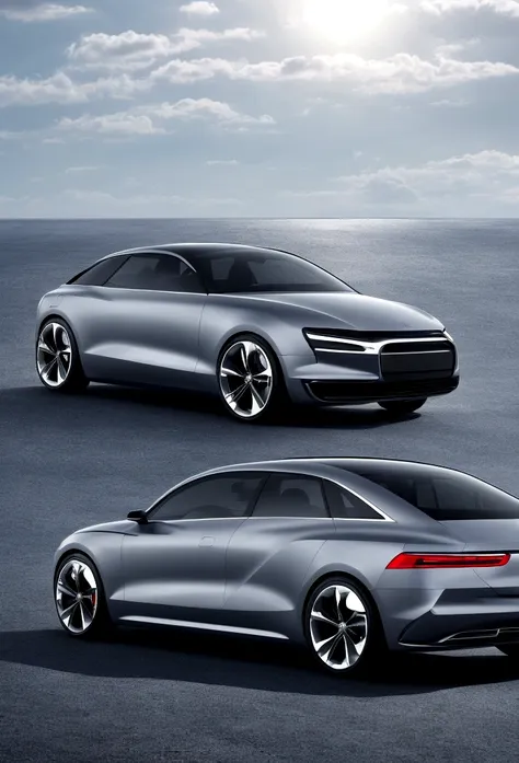 a 4-door coupe car, futuristic and dynamic style, with simple background,full body 