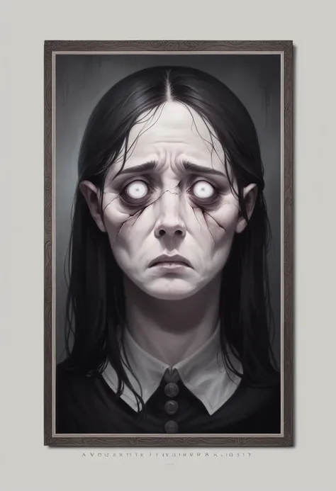 a woman with broken eyes, shattered irises, hypnotic haze, sad expression, creepy sadness, no makeup, detailed eyes, detailed face, detailed features, porcelain skin, gothic, dark fantasy, dark mood, moody lighting, chiaroscuro, dramatic shadows, dramatic ...