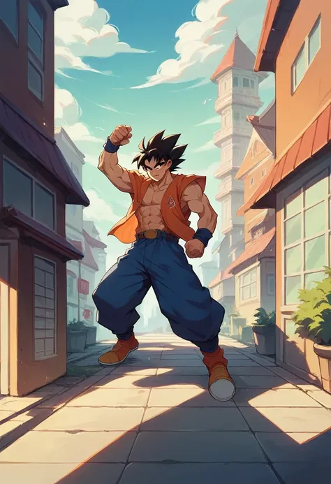 Goku black in the city
