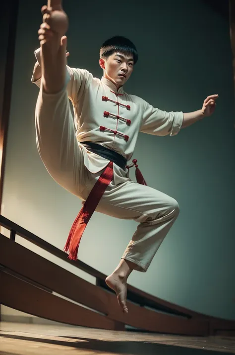 A Chinese man in motion kung fu video