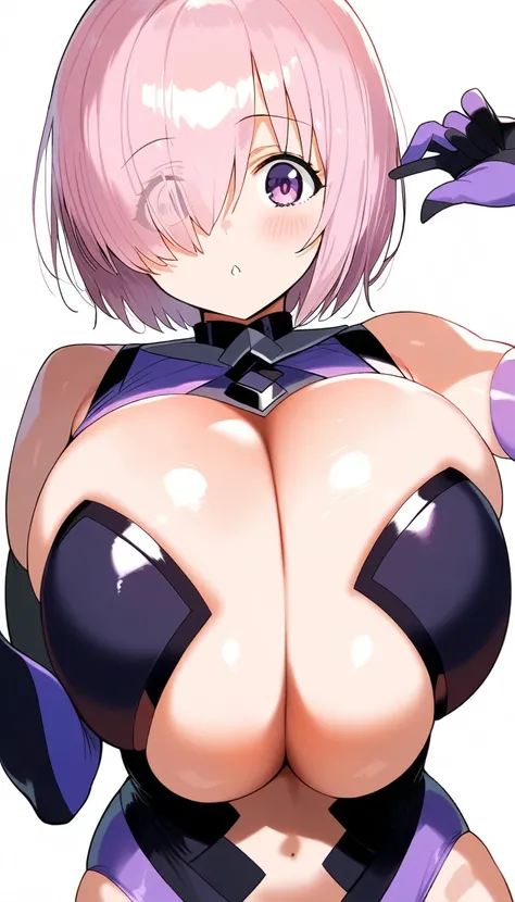 score_9, score_8_up, source_anime,Mash Kyrielight,very big breasts,((1girl)),White background,shiny skin,逆バニースーツ