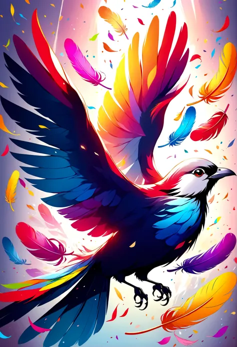 Abstract art illustrtion colorful, Bird and flower feathers, HD 