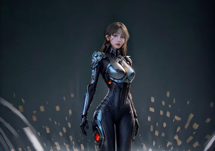 ```
Positive prompt: "Create a full-body image of a futuristic female cyborg with an elegant and sophisticated design. She is an adult woman, exuding both strength and grace. Her overall appearance should blend advanced technology with human-like features....