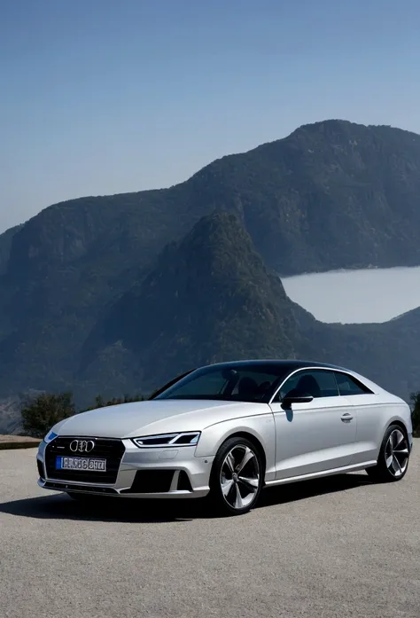 a 4-door coupe car, futuristic and dynamic style, with simple background,full body, the car, audi