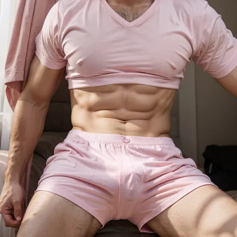 Man in tight pink boxers 