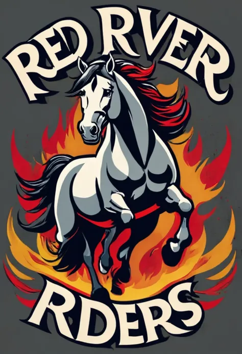 **Top Rocker:**
- **Text:** "RED RIVER RIDERS" in bold, capital letters completing the top rocker.
- **Background:** Rich crimson with sleek black outlines.
- **Font:** Powerful, serif typeface with a weathered, vintage aesthetic.

**Center Patch:**
- **Ma...