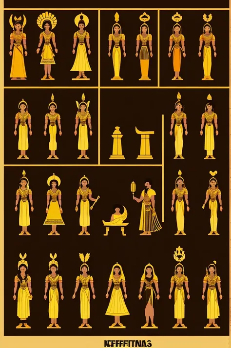 temple of nefertari standing characters vector style 