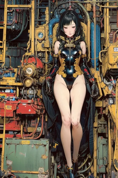 Highest quality,masterpiece,Ultra-high resolution,mechanical，Cruel Machine Girl、Karakuri doll、Mixing tube、Steampunk Style、Latex suit,nsfw,BDSM