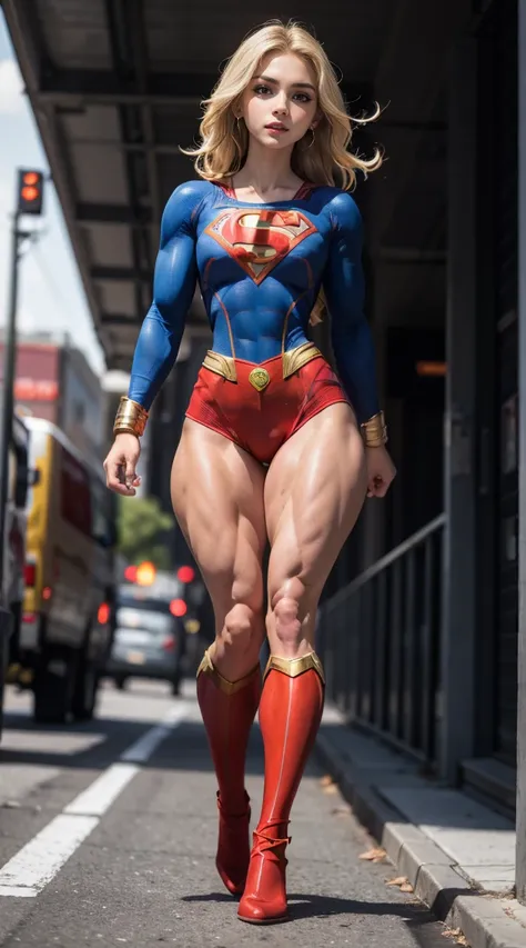 (Muscular:1.5), (thick thighs:1.4),
blonde female, supergirl,
earrings, lipstick, eyeshadow,
small breasts,
full body suit,
looking at viewer, three quarter view,
flying, in midair, rim lighting, two tone lighting, dim lighting, bokeh, detailed skin, detai...