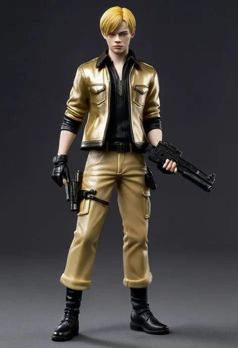 Dane DeHaan with golden hair as Leon Scott Kennedy from game Resident Evil 4 3D figurine