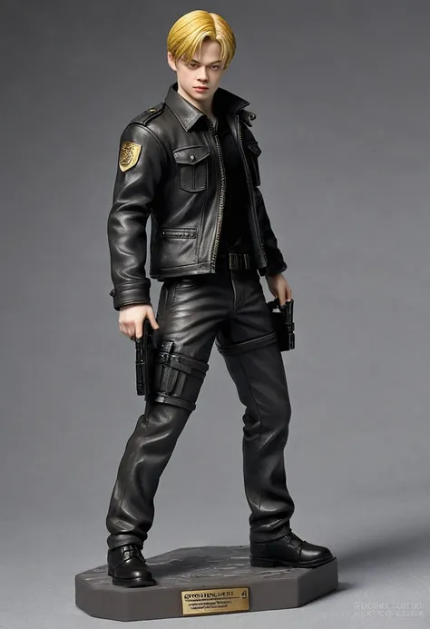 Dane DeHaan with golden hair as Leon Scott Kennedy from game Resident Evil 4 3D figurine