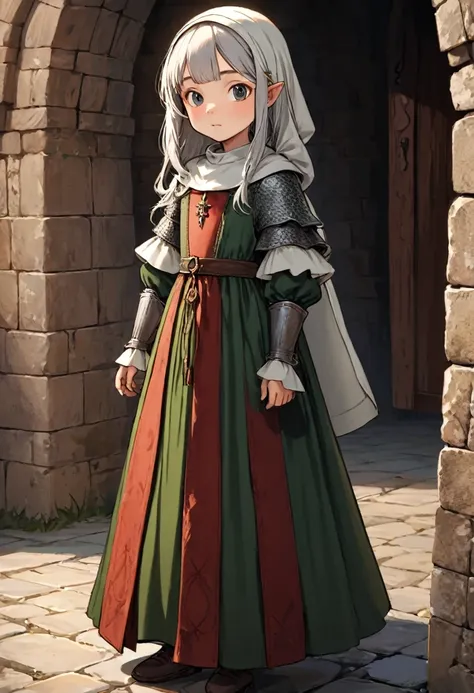 8 year old medieval girl,whole body