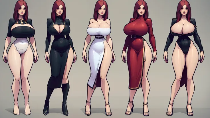 ((character concept art)), ((character design sheet, same person, multiple pose)),(full body view),(adult MILF), Solo, Tall stature,(voluptuous:1.3), (short Greek tunic), goddess,, Medieval, pale skin, prominent cheekbones, dark red hair in bun, black lace...