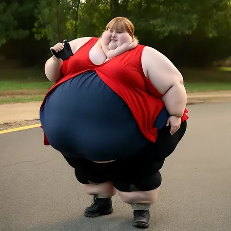 Extremely obese female soldier