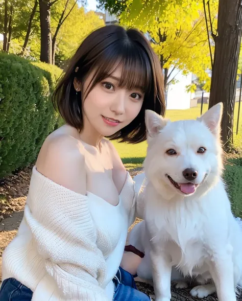 Super delicate dog expression、Being with a dog、A girl and a dog warming themselves by a bonfire、Lens flare、Hair blowing in the wind、Medium Short Hair、、Expressing the whiteness of one&#39;s breath、Photo from the waist up、Night city illumination shot、Cowgirl...